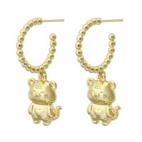 Brass Drop Earring Tiger gold color plated fashion jewelry & for woman golden 35mm Sold By Lot