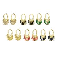 Huggie hoepel Drop Earrings, Messing, gold plated, mode sieraden & micro pave zirconia & voor vrouw, meer kleuren voor de keuze, 26mm, 5paren/Lot, Verkocht door Lot
