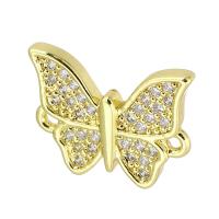 Cubic Zirconia Micro Pave Brass Connector Butterfly gold color plated fashion jewelry & micro pave cubic zirconia & for woman golden Approx 1.5mm Sold By Lot