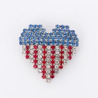 Rhinestone Brooch with Zinc Alloy Heart platinum color plated vintage & Unisex mixed colors Sold By PC