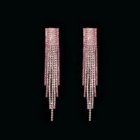 Fashion Fringe Earrings, Rhinestone, Tassel, gradient color & for woman, more colors for choice, 15x98mm, Sold By Pair