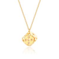 Titanium Steel Necklace, Dice, Vacuum Ion Plating, for woman, golden, 12x12mm, Length:Approx 19.69 Inch, Sold By PC