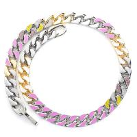 Titanstahl Halskette, Patchwork & unisex & mit Strass, gemischte Farben, 12.40mm, Länge ca. 19.69 ZollInch, verkauft von PC
