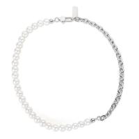 Collar de Acero Titanio, Partículas de acero, con Perlas plásticas, Remiendo & unisexo, color mixto, 8.2mm,6.7mm, longitud:aproximado 19.7 Inch, Vendido por UD