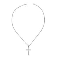 Titanium Steel Necklace, Cross, Unisex & micro pave cubic zirconia, original color, 22.10x37.70mm, Length:Approx 19.7 Inch, Sold By PC
