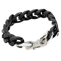 Titanium Steel Bracelet & Bangle with Brass Vacuum Ion Plating Unisex black 12.50mm Sold By PC