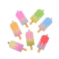 Resin Pendant, with Iron, Ice Cream, silver color plated, gradient color & DIY, more colors for choice, 42x15x5mm, 100PCs/Bag, Sold By Bag