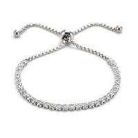 Titanium Steel Bracelet & Bangle, with Cubic Zirconia, silver color plated, for woman, silver color, Length:7.48 Inch, Sold By PC