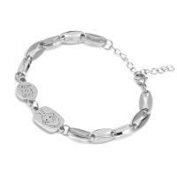Titanium Steel Bracelet & Bangle, with 1.57 extender chain, silver color plated, for woman, silver color, Length:6.10 Inch, Sold By PC