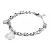 Titanium Steel Bracelet & Bangle, with 1.57 extender chain, silver color plated, Unisex, silver color, Length:6.30 Inch, Sold By PC