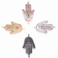 Cubic Zirconia Micro Pave Brass Connector Hamsa plated DIY & micro pave cubic zirconia nickel lead & cadmium free Sold By PC