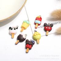 Resin Pendant with Iron Ice Cream silver color plated DIY mixed colors Sold By Bag