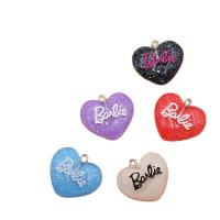 Resin Pendant, with Iron, Heart, silver color plated, DIY, more colors for choice, 24x20mm, 100PCs/Bag, Sold By Bag