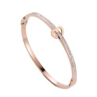 Stainless Steel Bangle, 316 Stainless Steel, Round, Vacuum Ion Plating, fashion jewelry & polished & Unisex & with rhinestone, more colors for choice, 58x51mm, Sold By PC