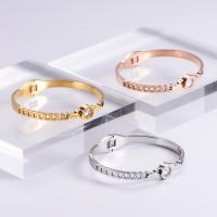 Stainless Steel Bangle 316 Stainless Steel Round Vacuum Ion Plating fashion jewelry & polished & Unisex & epoxy gel & with rhinestone Sold By PC