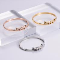 Stainless Steel Bangle, 316 Stainless Steel, Round, Vacuum Ion Plating, fashion jewelry & polished & Unisex & with rhinestone, more colors for choice, 55x50mm, Sold By PC