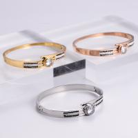 Stainless Steel Bangle 316 Stainless Steel Round Vacuum Ion Plating fashion jewelry & polished & Unisex & with rhinestone Sold By PC