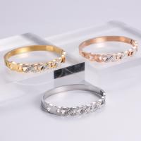 Stainless Steel Bangle 316 Stainless Steel Round Vacuum Ion Plating fashion jewelry & polished & for woman & with rhinestone Sold By PC