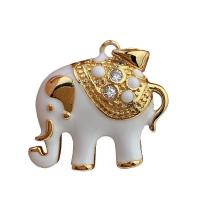 Cubic Zirconia Micro Pave Brass Pendant Elephant gold color plated DIY & micro pave cubic zirconia & enamel golden Sold By PC