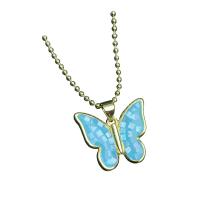 Shell Necklaces Brass with Shell Butterfly gold color plated for woman nickel lead & cadmium free Length 17.71 Inch Sold By PC