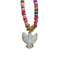 Natural White Shell Pendants with Polymer Clay & Brass Dove gold color plated for woman Length 17.71 Inch Sold By PC
