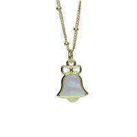 Shell Necklaces, Brass, with White Shell, Christmas Bell, gold color plated, for woman, golden, nickel, lead & cadmium free, 13.10x18.80mm, Length:17.71 Inch, Sold By PC