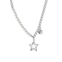 Stainless Steel Jewelry Necklace 314 Stainless Steel with Plastic Pearl with 1.96inch extender chain Star fashion jewelry & for woman & hollow Length Approx 18.1 Inch Sold By PC