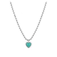 Ожерелье из нержавеющей стали , с канифоль, с 1.96inch наполнитель цепи, Сердце, мяч цепь & Женский, оригинальный цвет, длина:Приблизительно 16.5 дюймовый, продается PC