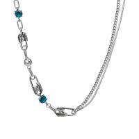 Collar de acero inoxidable de la joyería, con 2.36inch extender cadena, Clip de papel, para mujer & con diamantes de imitación, longitud:aproximado 15.3 Inch, Vendido por UD