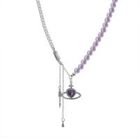 Zinc Alloy smykker halskæde, med Plastic Pearl, med 1.96inch extender kæde, platin farve forgyldt, mode smykker & for kvinde & med rhinestone, Længde Ca. 16.5 inch, Solgt af PC