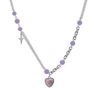 Zinc Alloy smykker halskæde, med Plastic, med 2.75inch extender kæde, Heart, platin farve forgyldt, mode smykker & for kvinde, Længde Ca. 21.2 inch, Solgt af PC