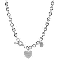 Ожерелье из нержавеющей стали , Сердце, Мужская & Овальный цепь & с письмо узором, оригинальный цвет, длина:Приблизительно 17.7 дюймовый, продается PC