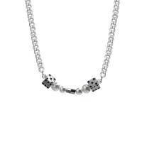 Collar de acero inoxidable de la joyería, con Perlas plásticas & aleación de zinc, con 1.96inch extender cadena, dadosdado, unisexo, libre de níquel, plomo & cadmio, longitud:aproximado 19.3 Inch, Vendido por UD
