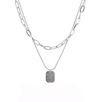 Stainless Steel Jewelry Necklace, 314 Stainless Steel, with 1.96inch extender chain, Double Layer & with letter pattern & for woman, original color, nickel, lead & cadmium free, Length:Approx 16.5 Inch, Approx 18.9 Inch, Sold By PC