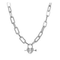 Stainless Steel Jewelry Necklace, 314 Stainless Steel, with Tibetan Style pendant, with 1.96inch extender chain, Heart, fashion jewelry & for woman & with rhinestone, nickel, lead & cadmium free, Length:Approx 20.4 Inch, Sold By PC