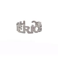 314 Stainless Steel Cuff Finger Ring, Alphabet Letter, Unisex & adjustable & hollow, nickel, lead & cadmium free, US Ring Size:6-9, Sold By PC