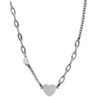 Collar de acero inoxidable de la joyería, con 1.96inch extender cadena, Corazón, para mujer, color original, libre de níquel, plomo & cadmio, longitud:aproximado 15.7 Inch, Vendido por UD