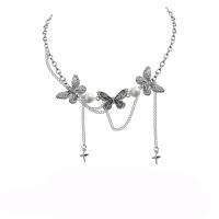 Zinc Alloy Jewelry Necklace 314 Stainless Steel with zinc alloy pendant with 1.96inch extender chain Butterfly fashion jewelry & for woman nickel lead & cadmium free Length Approx 16.1 Inch Sold By PC