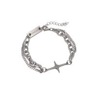 Stainless Steel Jewelry Bracelet, 314 Stainless Steel, with 1.96inch extender chain, Double Layer & fashion jewelry & Unisex & with rhinestone, nickel, lead & cadmium free, Length:Approx 6.7 Inch, Sold By PC