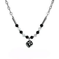 Stainless Steel Jewelry Necklace, 314 Stainless Steel, with Cats Eye & Resin, with 1.96inch extender chain, Dice, fashion jewelry & Unisex, nickel, lead & cadmium free, Length:Approx 17.7 Inch, Sold By PC