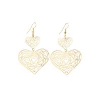 Tibetan Style Drop Earrings, Heart, plated, for woman & hollow, more colors for choice, 80mm, Sold By Pair