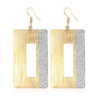 Zinc Alloy Drop Earrings Rectangle plated for woman & hollow 67mm Sold By Pair