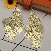 Zinc Alloy Drop Earrings Flower plated for woman & hollow 105mm Sold By Pair