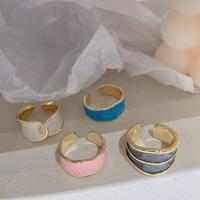 Brass Finger Ring, 14K gold-filled, for woman & enamel, more colors for choice, nickel, lead & cadmium free, 8mm, Sold By PC