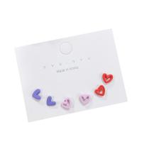 Zinc Alloy Stud Earring Set Heart stoving varnish three pieces & for woman nickel lead & cadmium free 10mm Sold By Set