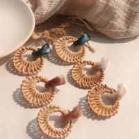 Resin Earring with Rattan fashion jewelry & for woman 60mm Sold By Pair