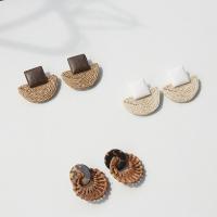Wood Earring, with Rattan, fashion jewelry & different styles for choice & for woman, Sold By Pair