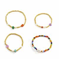 Seedbead Set de bracelet, avec turquoise & perle de plastique, 4 pièces & bijoux de mode & pour femme, Longueur Environ 7 pouce, Vendu par fixé