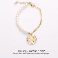 Acier titane bracelet, avec perle de plastique, poli, pour femme, couleurs mélangées, Longueur:22 cm, Vendu par PC
