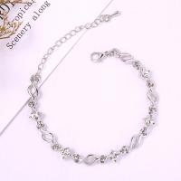 Tibetan Style Bracelet, plated, for woman & with rhinestone, more colors for choice, Length:20.5 cm, Sold By PC